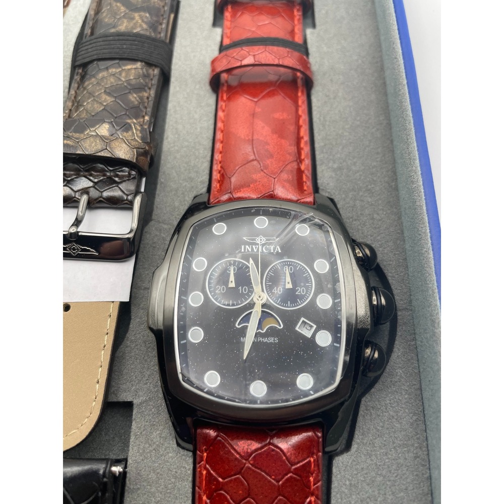 Invicta Lupah Special Edition 21455 Moon Phase Chronograph Watch with 5 Straps